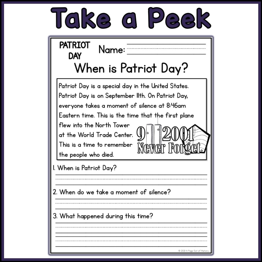 September 11th 9 11 Patriot Day Holidays Reading Comprehension Passages K Made By Teachers September 11th 9 11 Patriot Day Holidays Reading Comprehension Passages K Made By Teachers
