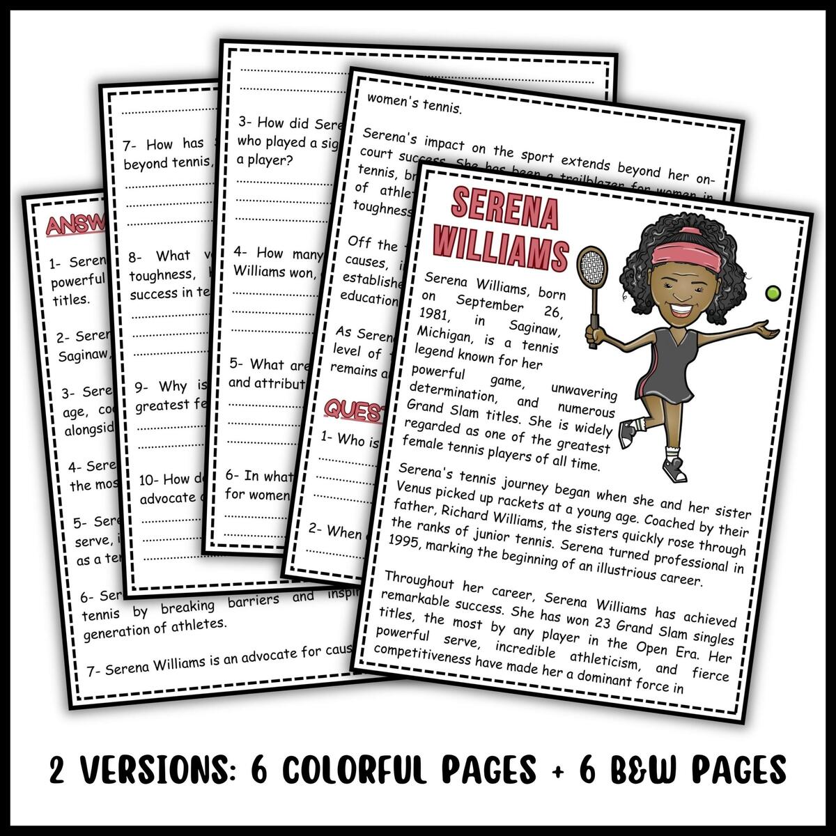 Serena Williams Reading Comprehension Passage Questions Made By Teachers Serena Williams Reading Comprehension Passage Questions Made By Teachers