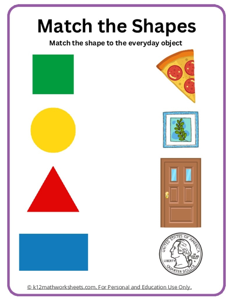 Shapes Matching Food Worksheet For Kindergarten Made By Teachers