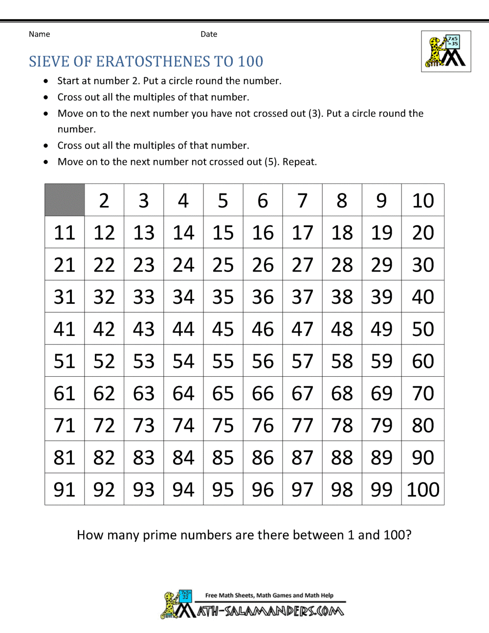 Sieve Of Eratosthenes Page Sieve Of Eratosthenes Page
