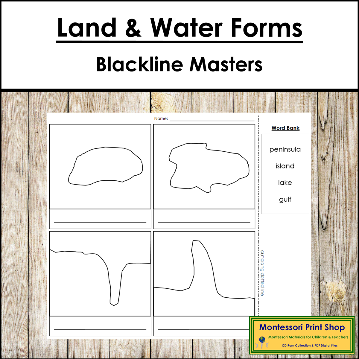 Simple Land And Water Forms Blackline Masters Montessori Made By Teachers