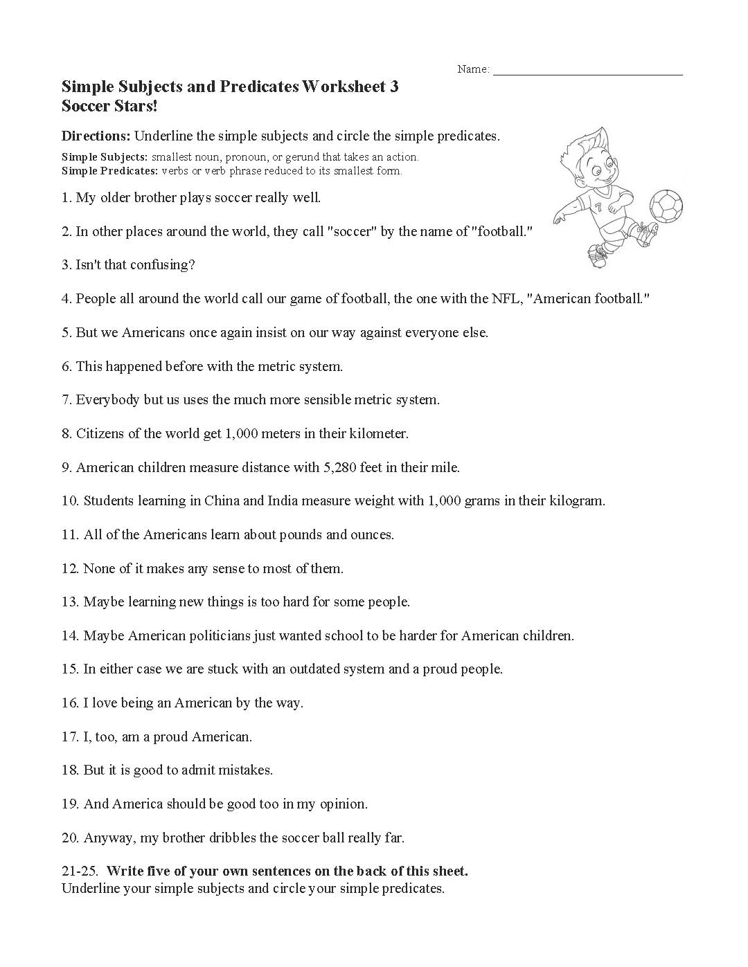Simple Subjects Predicates Worksheets Ereading Worksheets Englishlinx Subject And Predicate Worksheets
