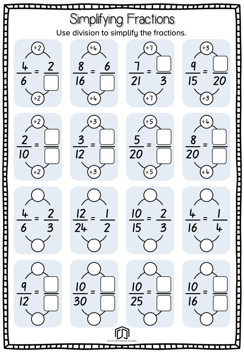 Simplifying Fractions Worksheets K12mathworksheets