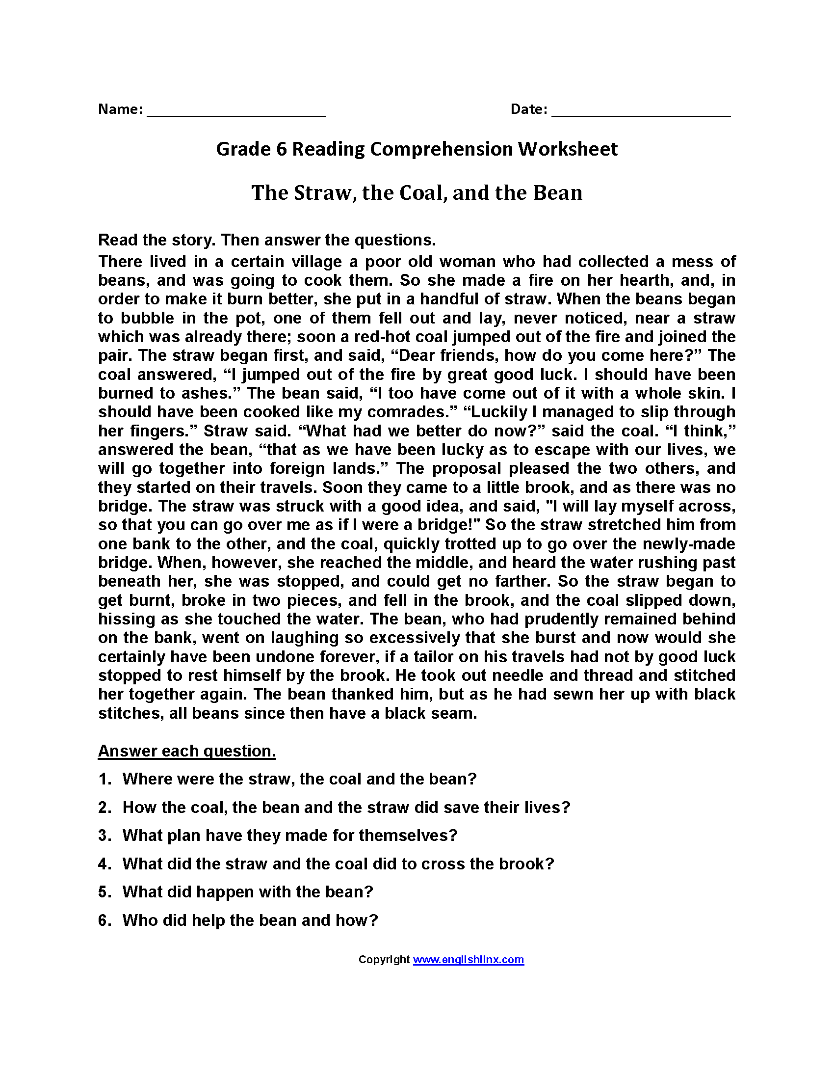 Sixth Grade Reading Worksheets Vocabulary Fluency Practice PDF Sixth Grade Reading Worksheets Vocabulary Fluency Practice PDF