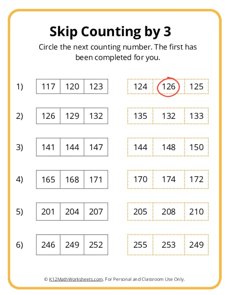 Skip Counting By 3 Worksheets Skip Counting By 3 Worksheets