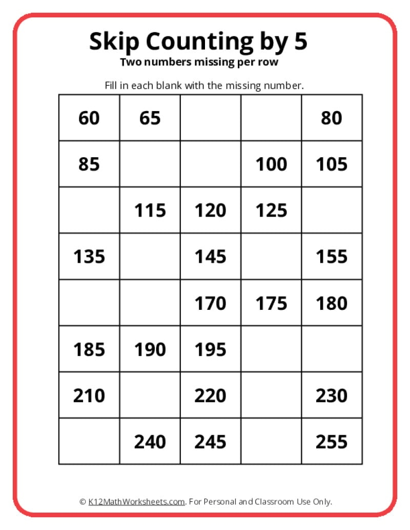 Skip Counting By 5 Kindergarten Skip Counting By 5 Worksheets Made By Teachers