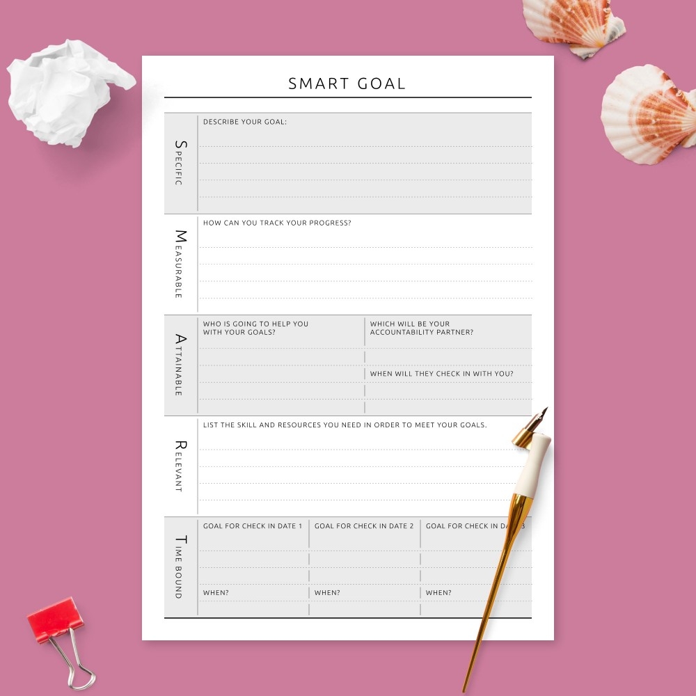 Smart Goal Organizer Template Printable PDF Smart Goal Organizer Template Printable PDF