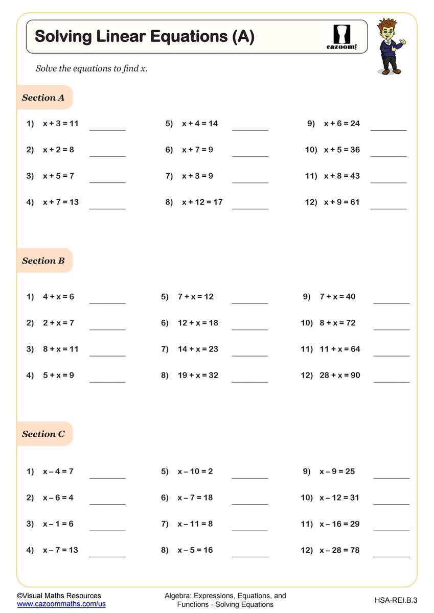 Algebra 1 Worksheets With Answers PDF Printable Algebra 1 Math Worksheets Cazoom Math