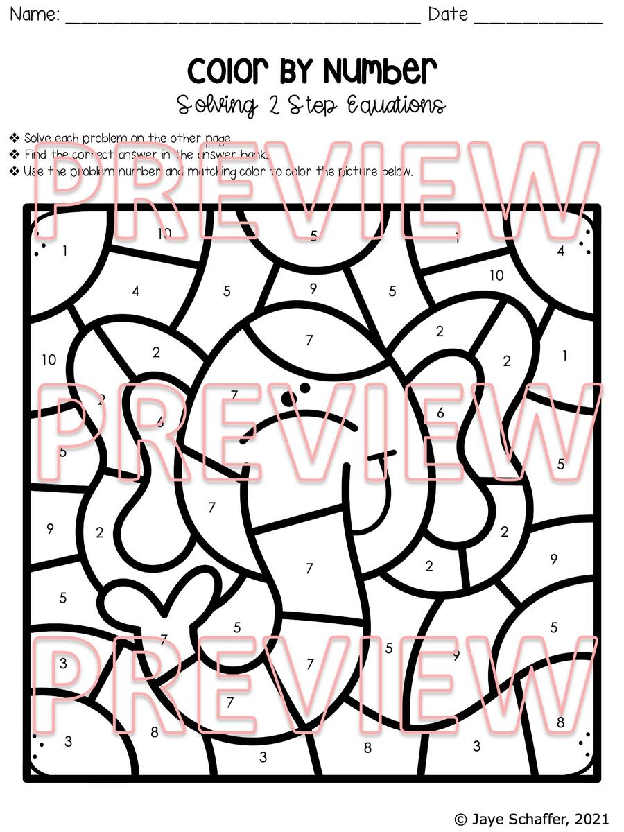 Solving Two Step Equations Coloring Activity Made By Teachers