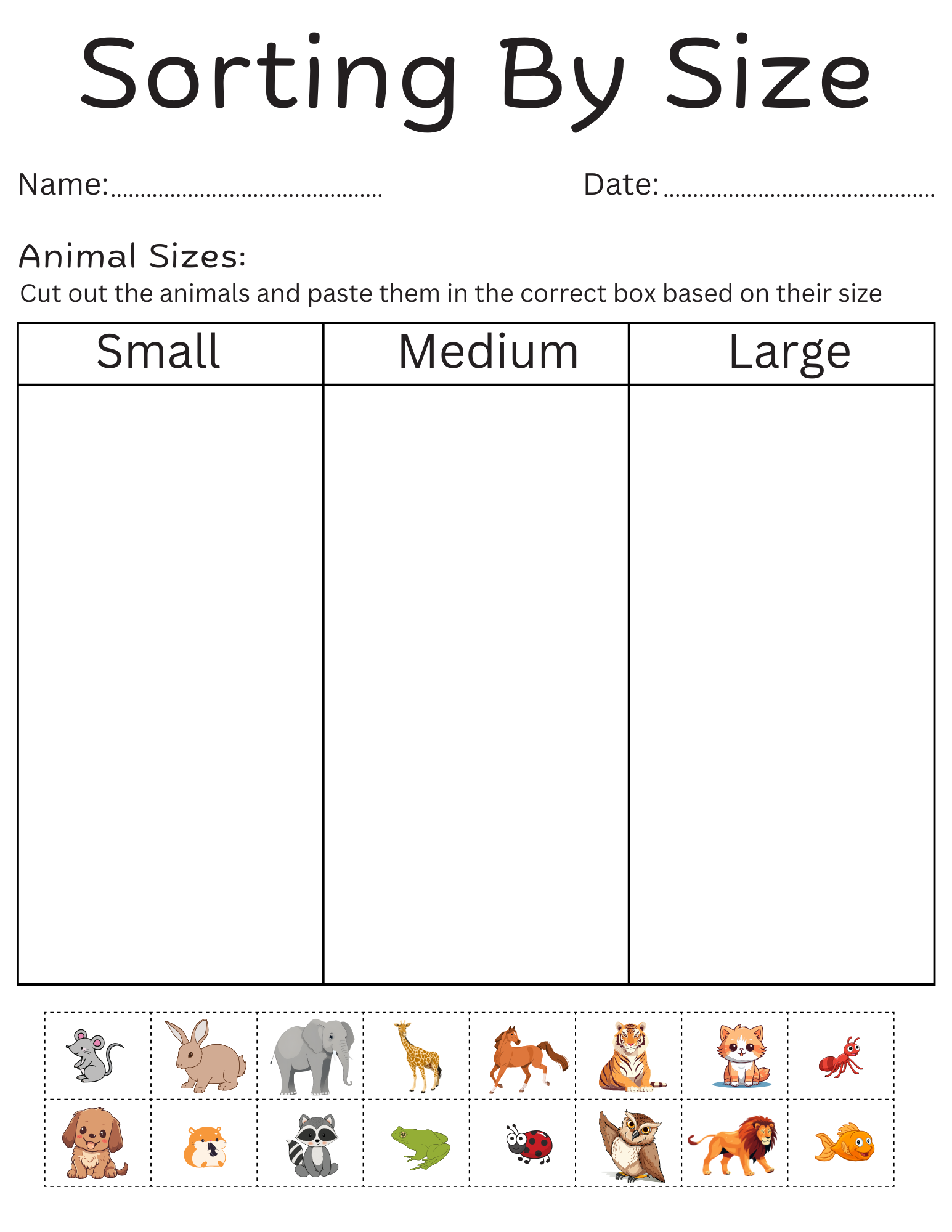 Sorting By Size Worksheets For Kindergarten Printable Sorting By Size Activities Made By Teachers Sorting Worksheets For All Content Areas FREEBIE Included A Kinderteacher Life