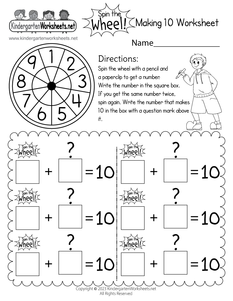 Spin The Wheel Making 10 Worksheet Free Printable Digital PDF