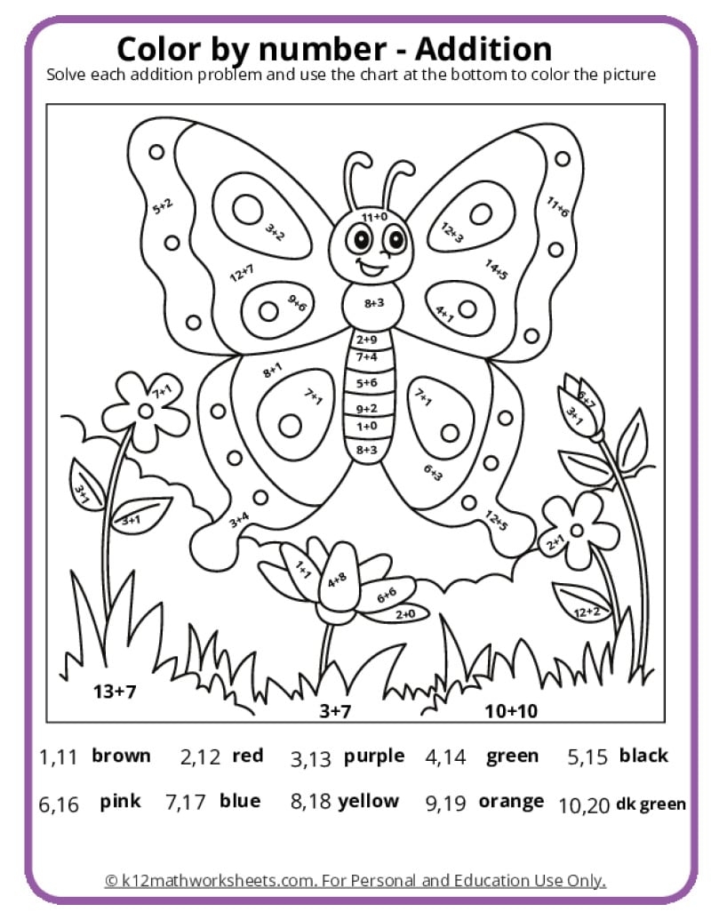 Winter Color By Number Pages K12 Math Worksheets