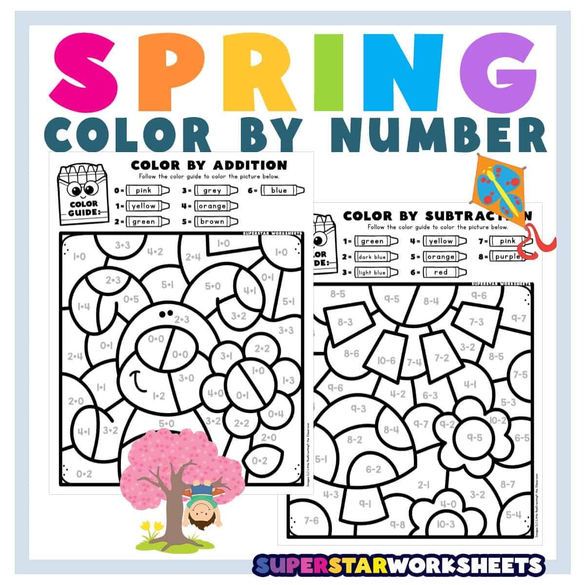 Spring Color By Number Superstar Worksheets Spring Color By Number Superstar Worksheets