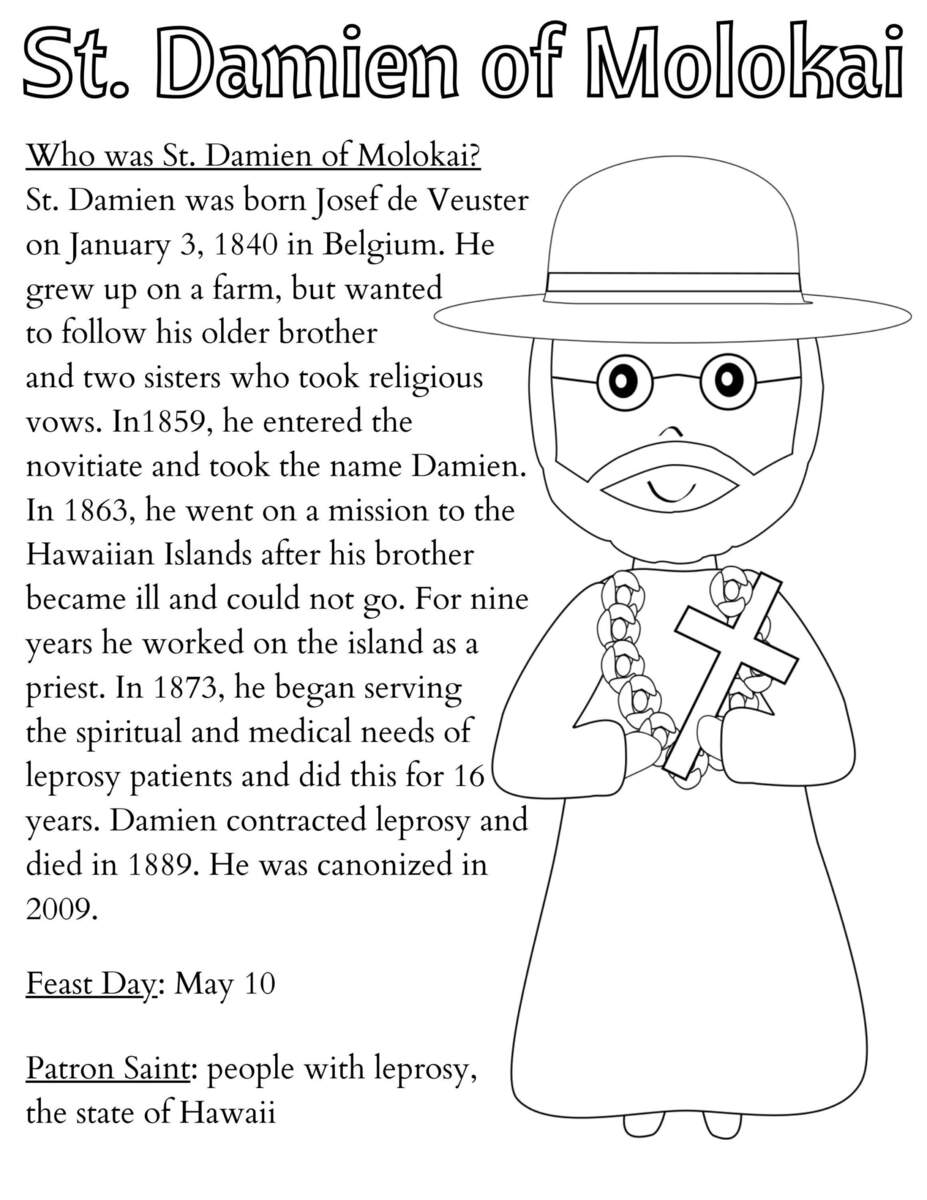St Damien Of Molokai Coloring Page Printable Saint Coloring Catholic Kid S Activity May Catholic Saint Instant Download Etsy St Damien Of Molokai Coloring Page Printable Saint Coloring Catholic Kid S Activity May Catholic Saint Instant Download Etsy