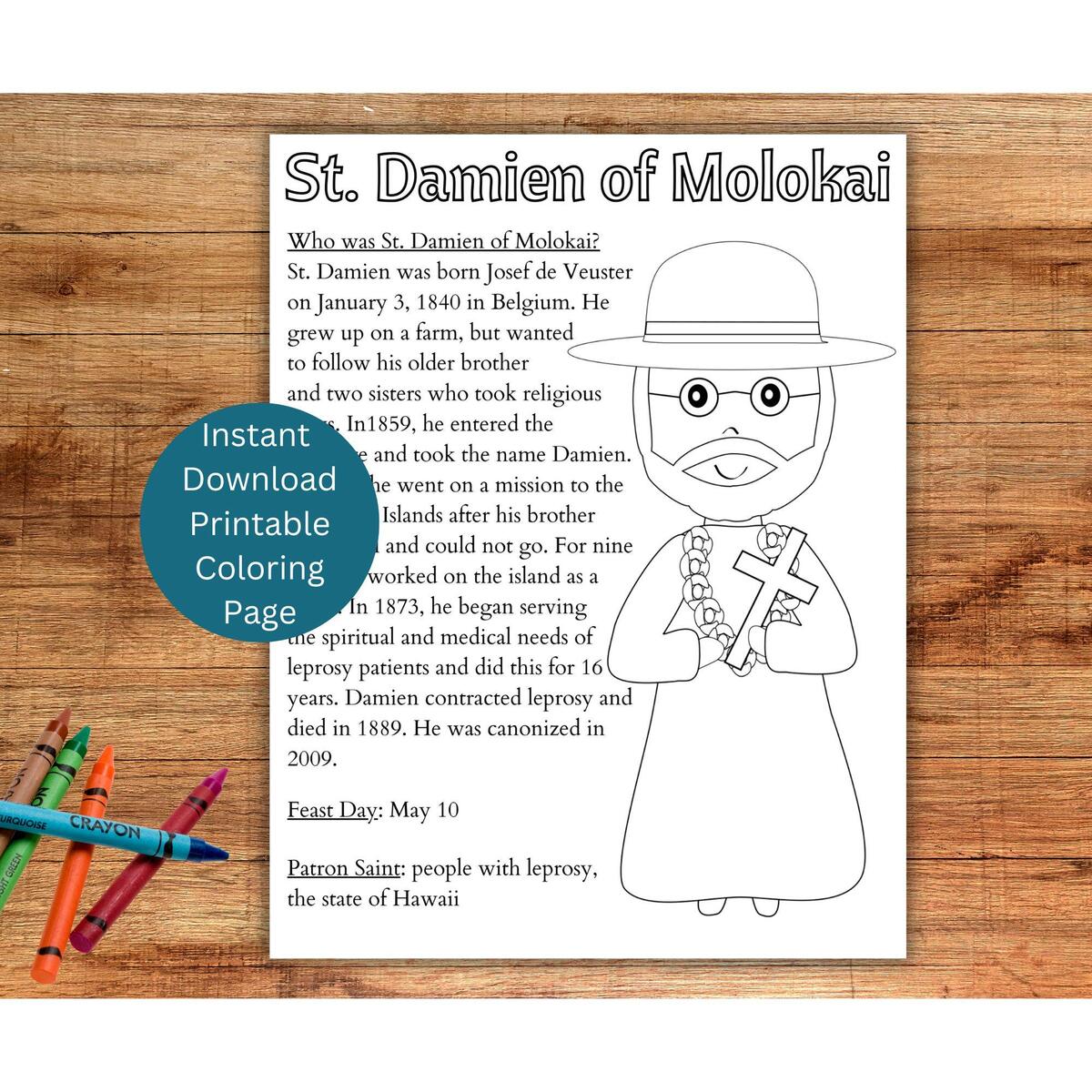 St Damien Of Molokai Coloring Page Printable Saint Coloring Catholic Kid S Activity May Catholic Saint Instant Download Etsy St Damien Of Molokai Coloring Page Printable Saint Coloring Catholic Kid S Activity May Catholic Saint Instant Download Etsy