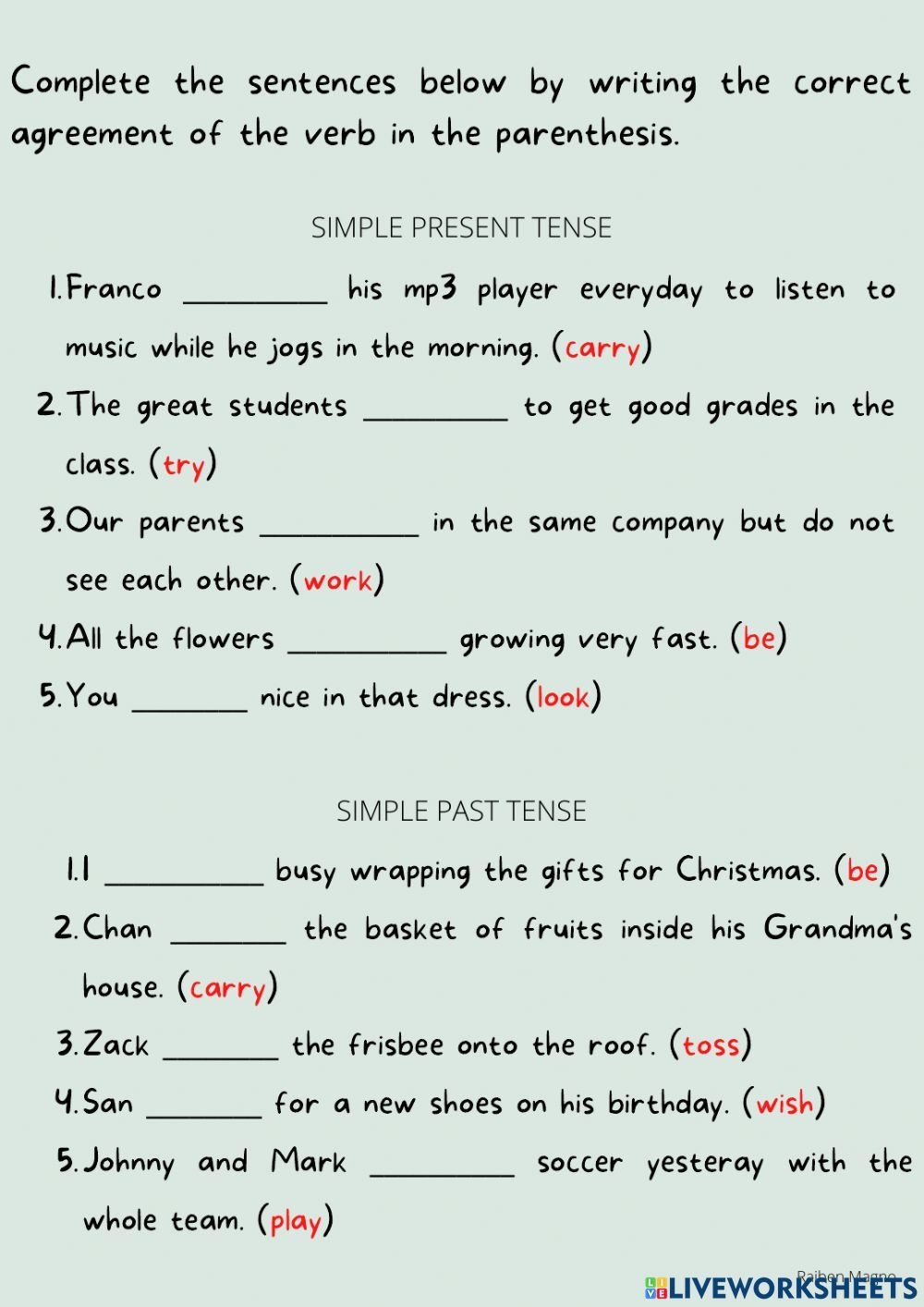 Subject Verb Agreement Class 9 Worksheets Worksheets Library