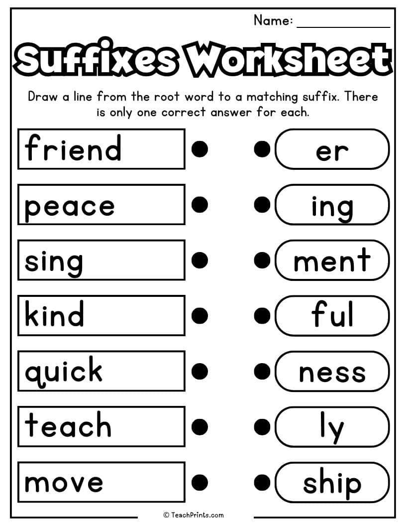 Suffix Worksheets 10 Free PDF Printables Teach Prints
