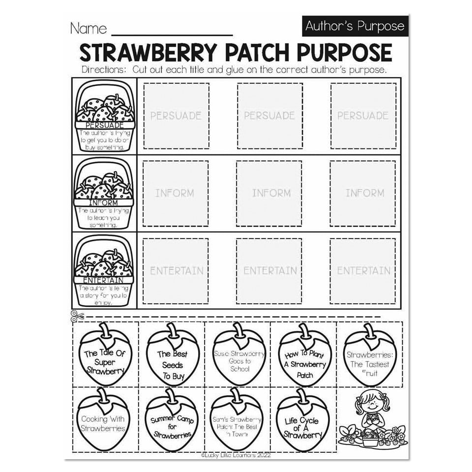 Summer Early Finishers 1st Grade ELA Authors Purpose Worksheets Library Summer Early Finishers 1st Grade ELA Authors Purpose Worksheets Library