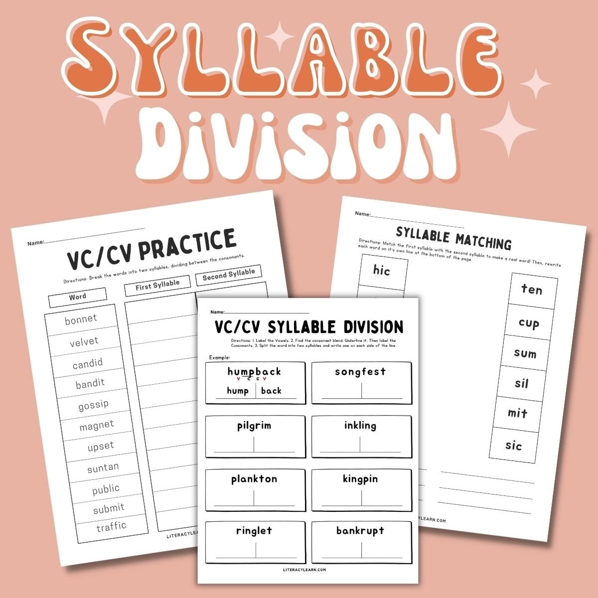 Syllable Division Practice With VCCV Words 3 Free PDFs Literacy Learn