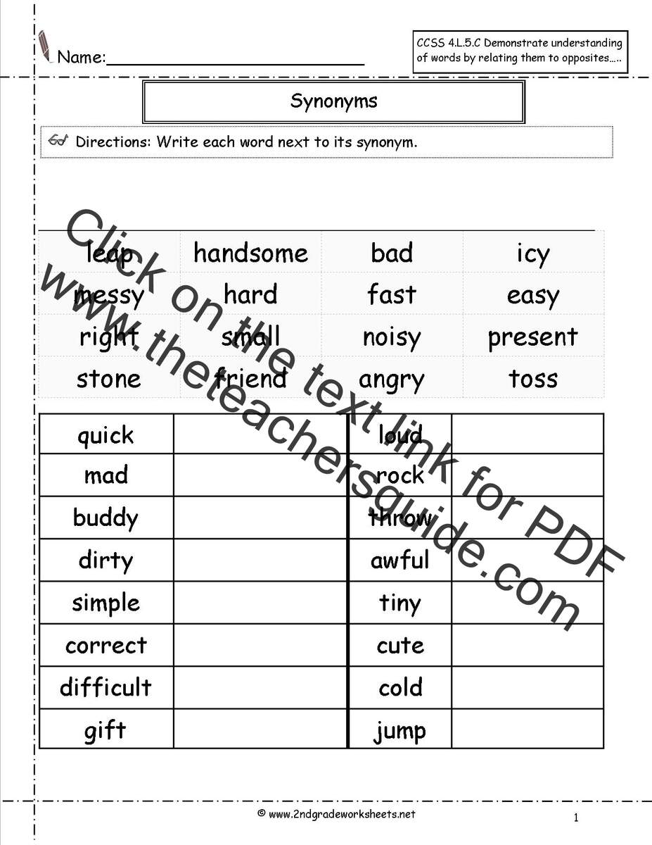 Synonyms And Antonyms Worksheets Synonyms And Antonyms Worksheets
