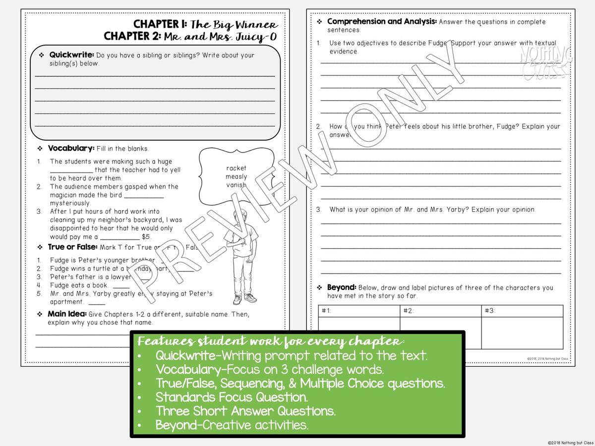 Tales Of A Fourth Grade Nothing Novel Study Comprehension And Vocabulary With Activities And Tests Made By Teachers Tales Of A Fourth Grade Nothing Novel Study Comprehension And Vocabulary With Activities And Tests Made By Teachers