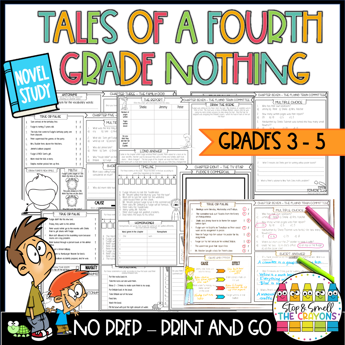 Tales Of A Fourth Grade Nothing Novel Study Stop And Smell The Crayons Tales Of A Fourth Grade Nothing Novel Study Comprehension And Worksheets Library