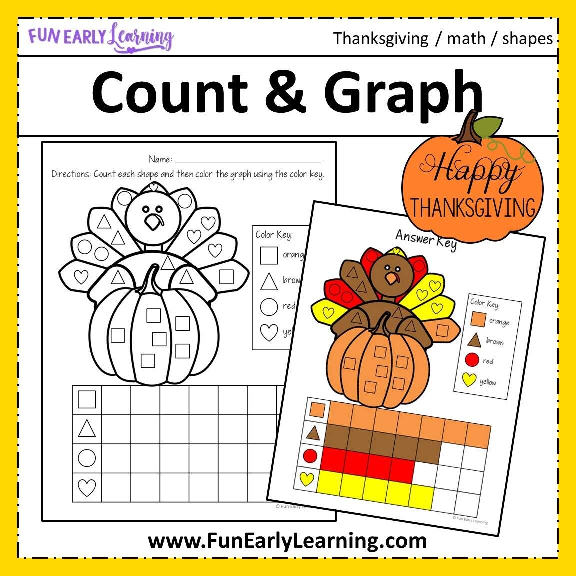 Thanksgiving Count And Graph Fun Early Learning Thanksgiving Find Tally Graph And Solve Math FREEBIE The Teacher Bag
