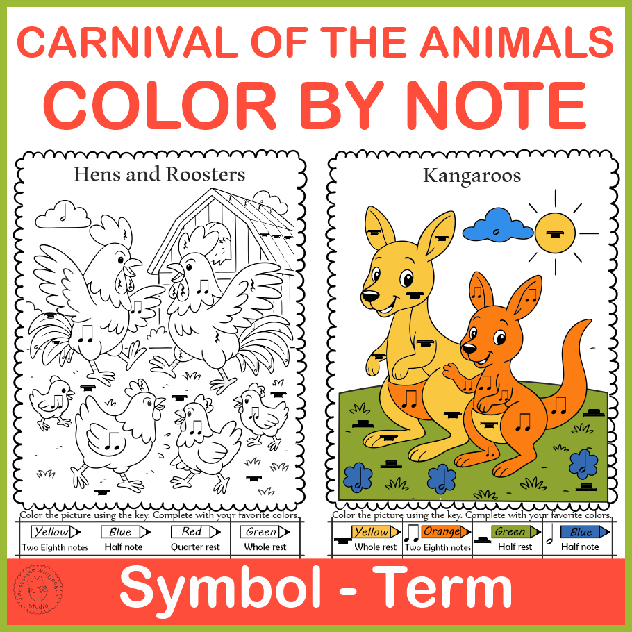 The Carnival Of The Animals Color By Note Pages Music Coloring Work The Carnival Of The Animals Color By Note Pages Music Coloring Work
