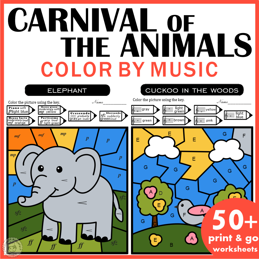 The Carnival Of The Animals Music Coloring By Code Notes Treble The Carnival Of The Animals Music Coloring By Code Notes Treble