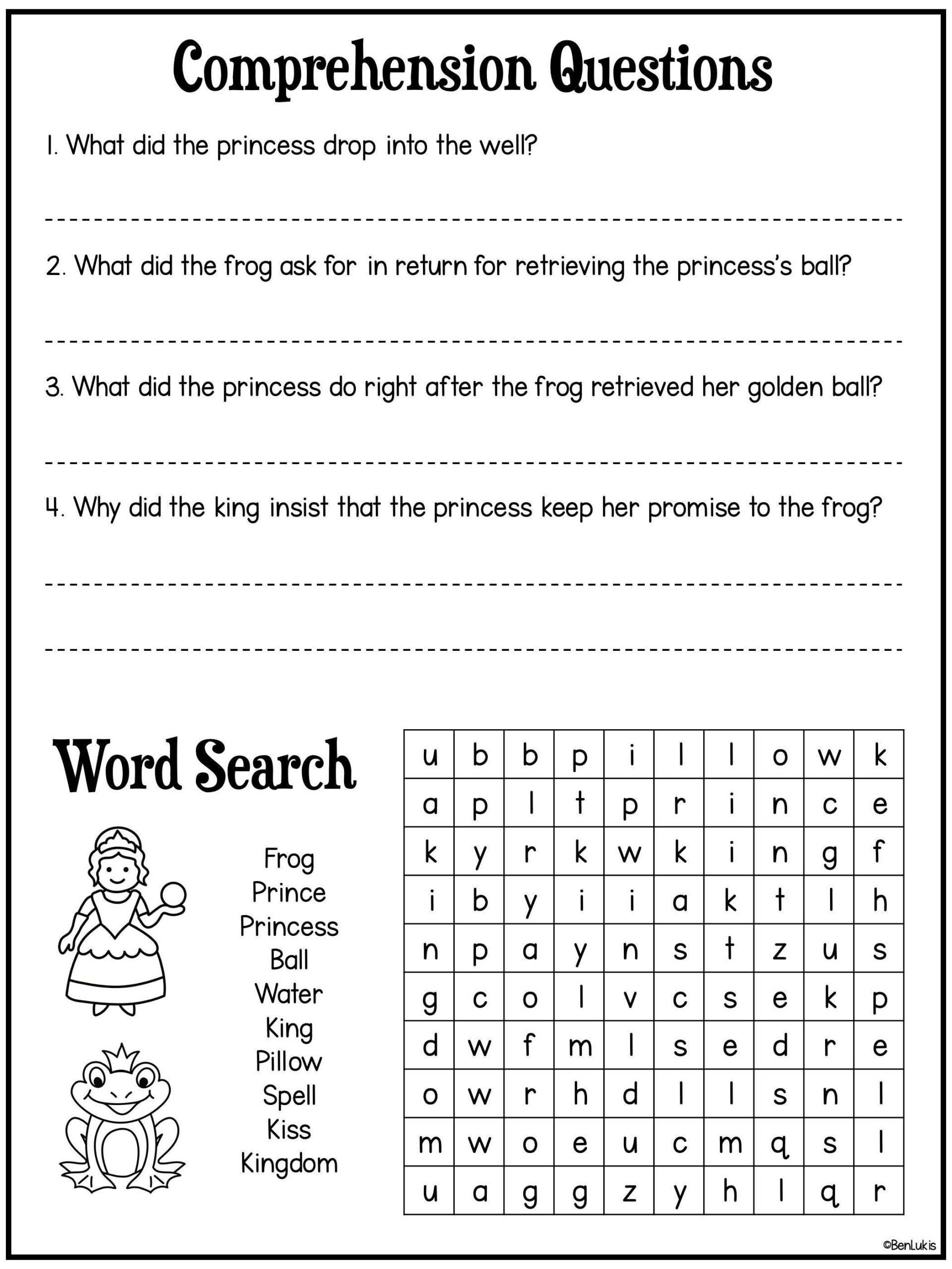 The Frog Prince Activity Pack Homeschool Printables Digital Download Etsy