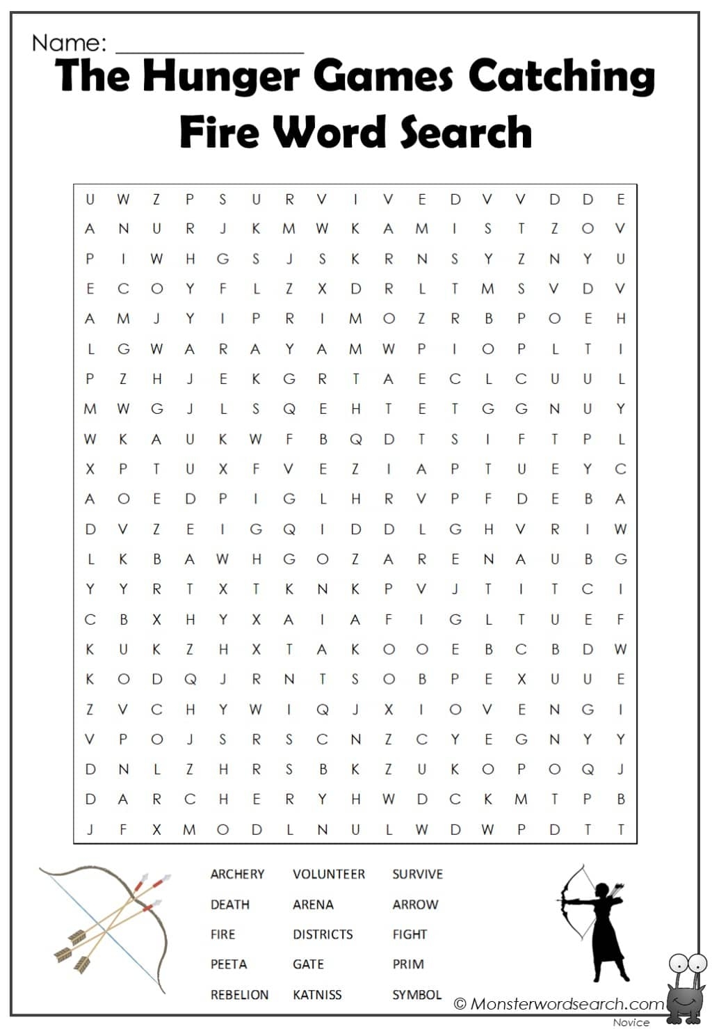 The Hunger Games Catching Fire Word Search Monster Word Search Worksheets Library