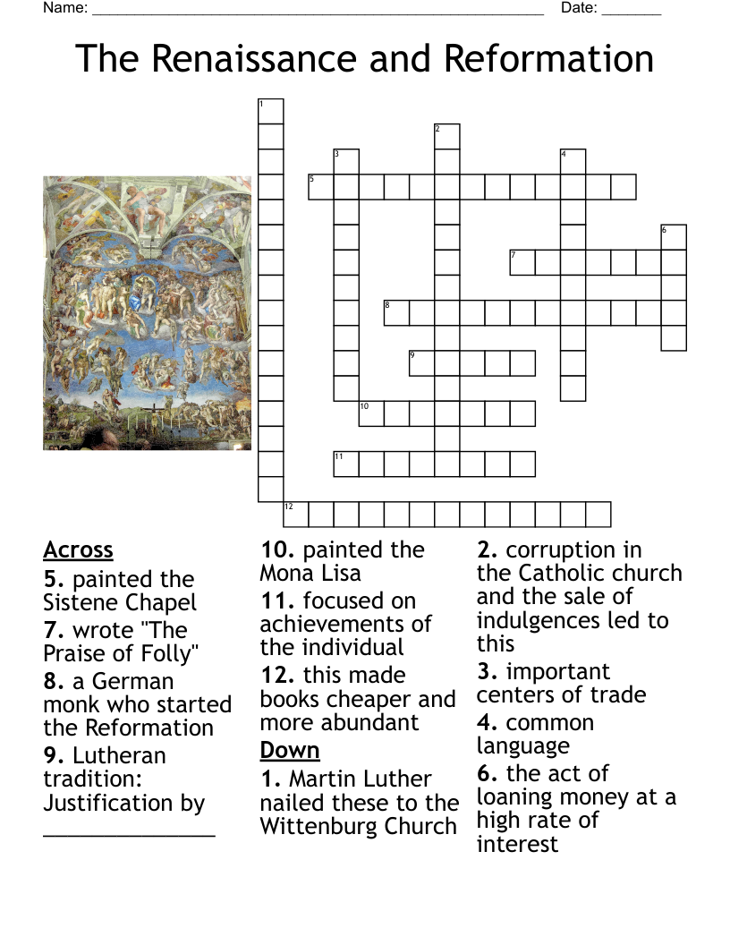 The Reformation Crossword WordMint The Reformation Crossword WordMint