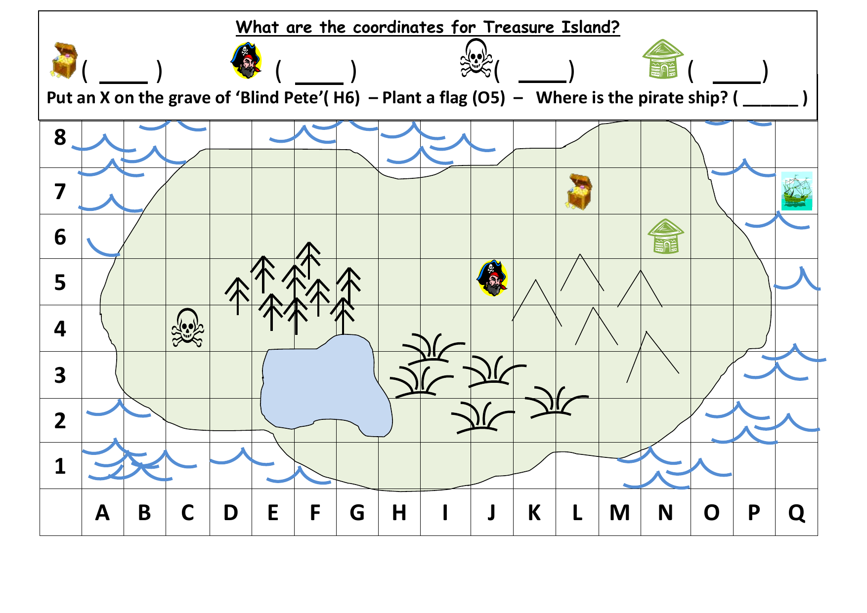 Treasure Map Coordinates Worksheet