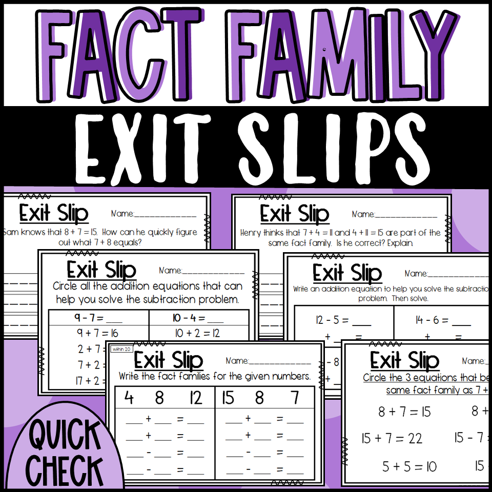 Turn Around Fact And Fact Family Exit Slips Made By Teachers