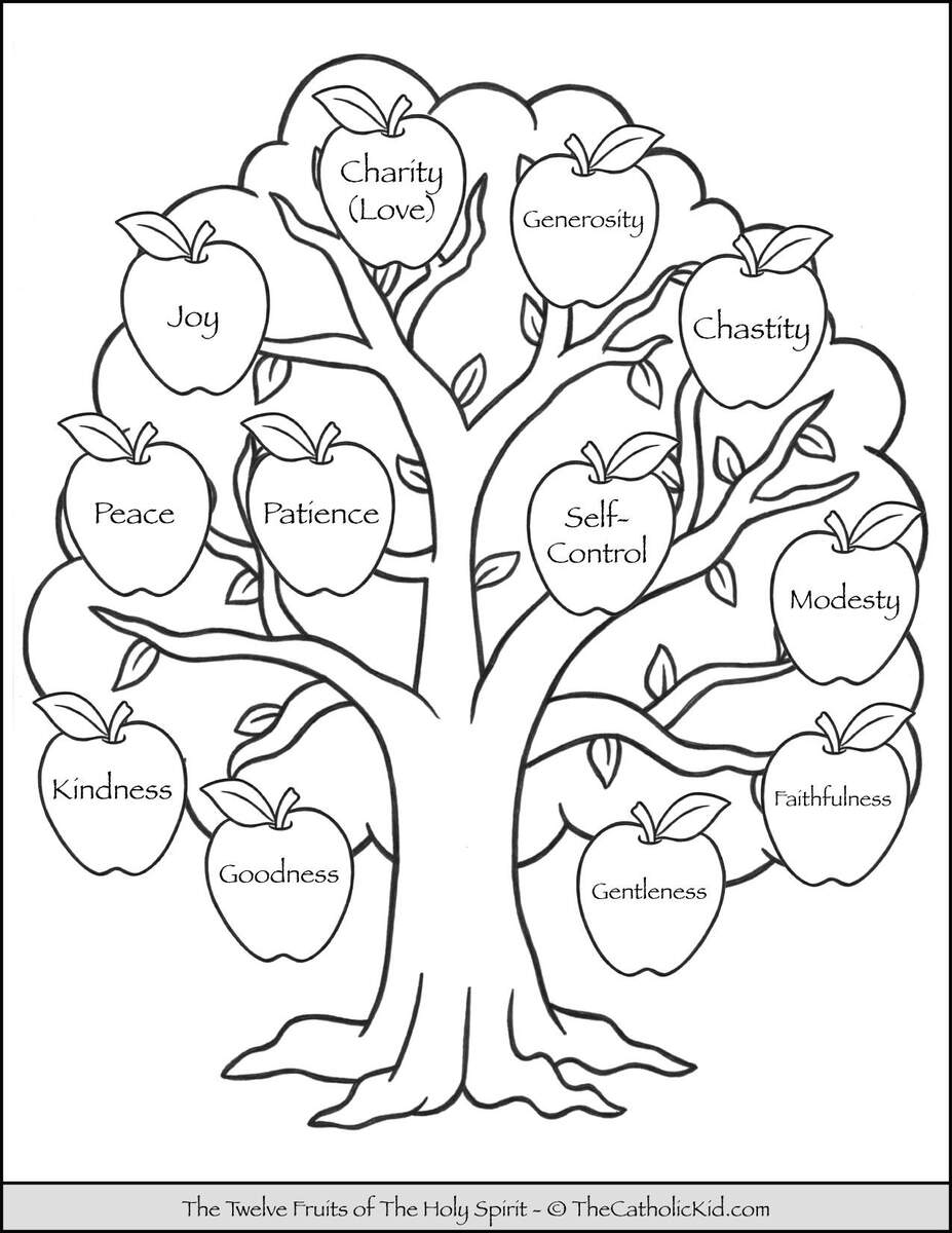 Twelve Fruits Of The Holy Spirit Coloring Page TheCatholicKid