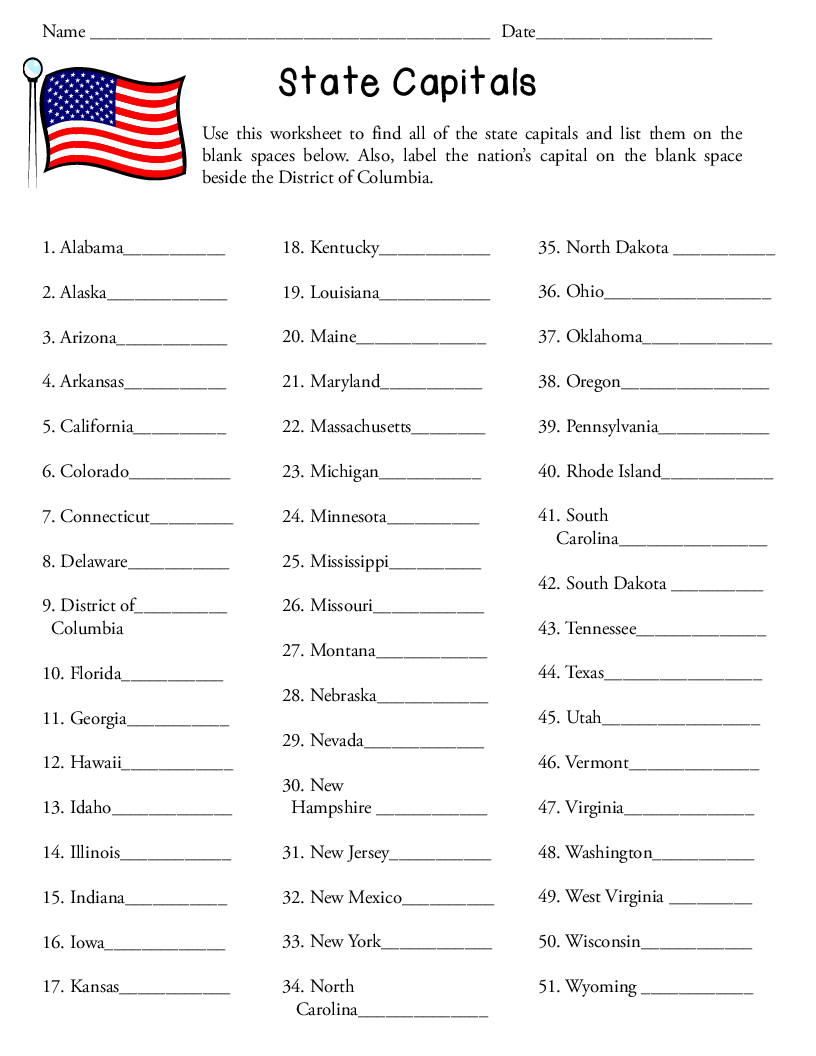 Us States And Capitals Worksheet Worksheets For All Worksheets Worksheets Library States And Capitals Worksheets Worksheets Library