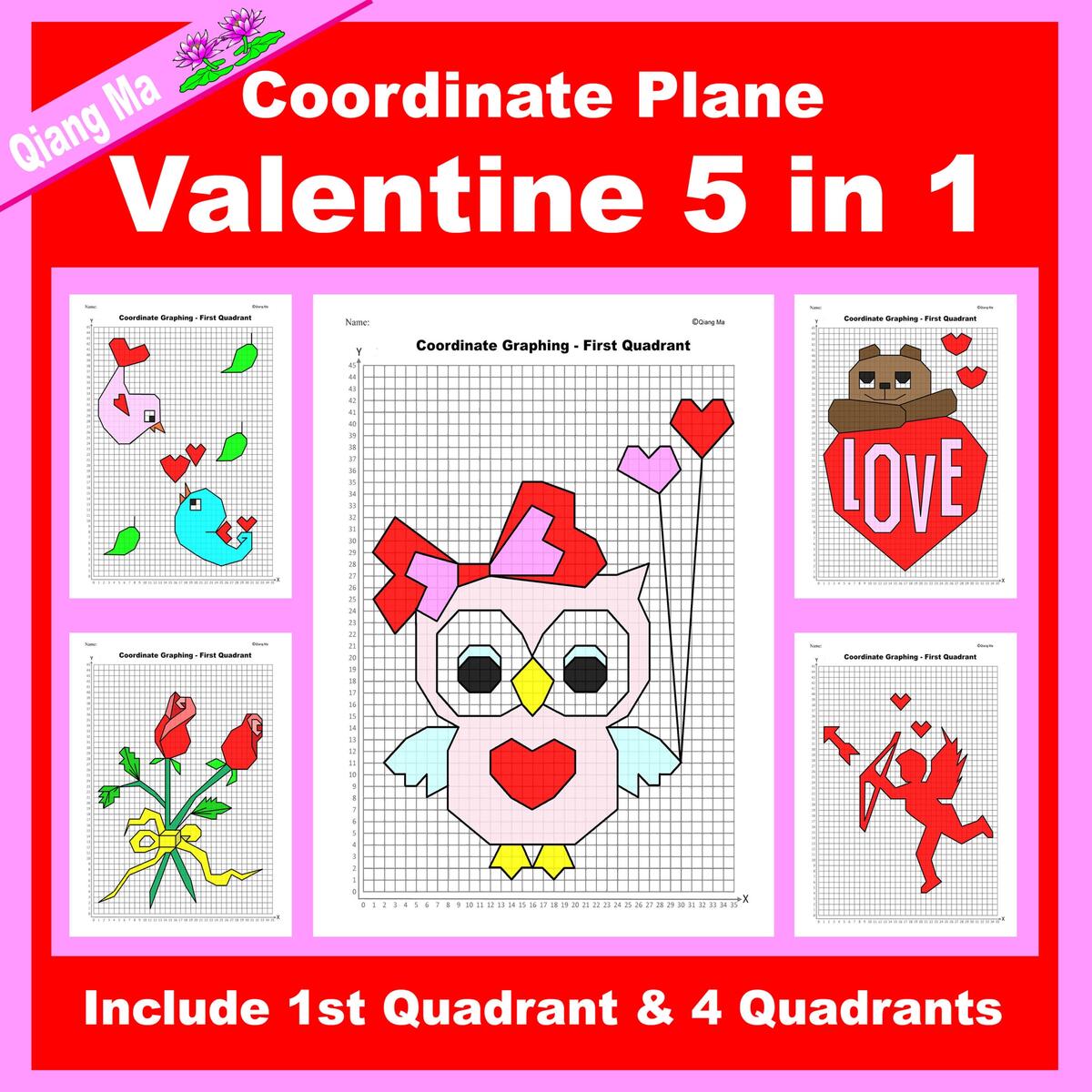 Valentine Coordinate Plane Graphing Picture Valentine Bundle 5 In 1 Made By Teachers
