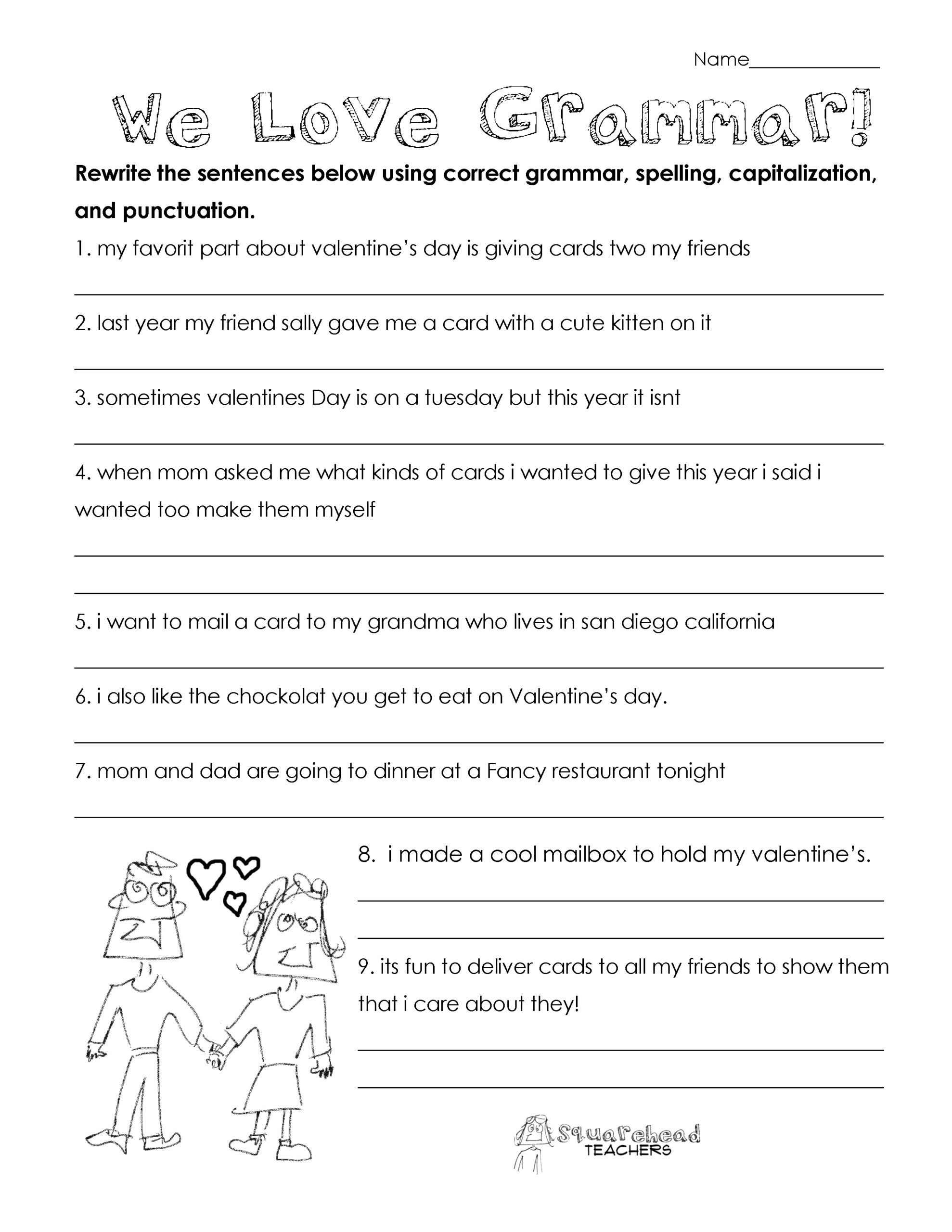 FREE Month Long Daily Grammar Practice Kindergarten Grammar Spiral Review