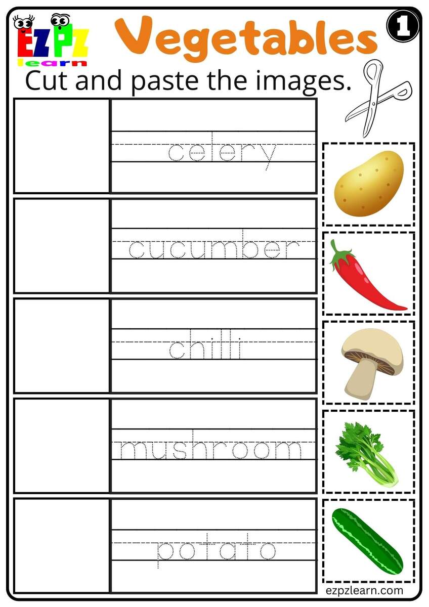 Vegetables Cut And Paste Worksheet For ESL Students And K5 Ezpzlearn Vegetables Cut And Paste Worksheet For ESL Students And K5 Ezpzlearn