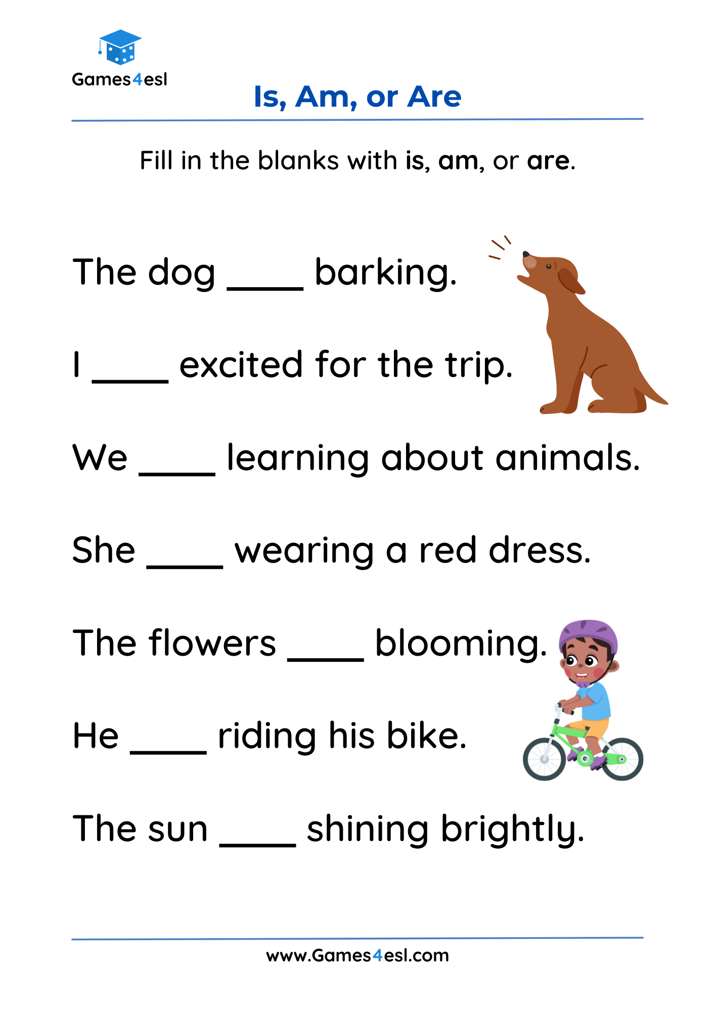 Verb To Be Worksheets For Kids And Beginners Games4esl Verb To Be Worksheets For Kids And Beginners Games4esl