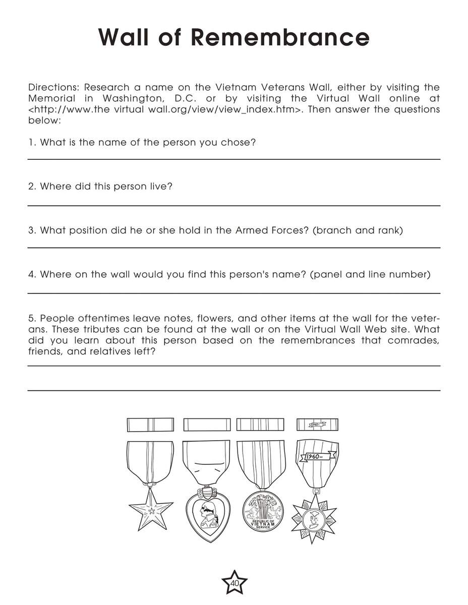 Wall Of Remembrance Activity Worksheet Free Printable Worksheets