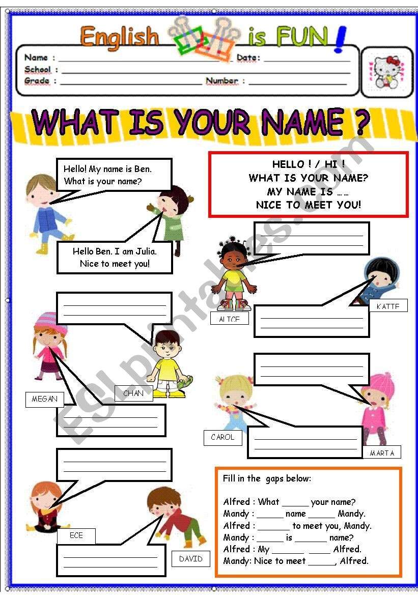 WHAT IS YOUR NAME ESL Worksheet By Bburcu WHAT IS YOUR NAME ESL Worksheet By Bburcu