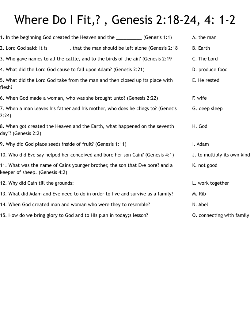 Where Do I Fit Genesis 2 18 24 4 1 2 Worksheet WordMint Where Do I Fit Genesis 2 18 24 4 1 2 Worksheet WordMint
