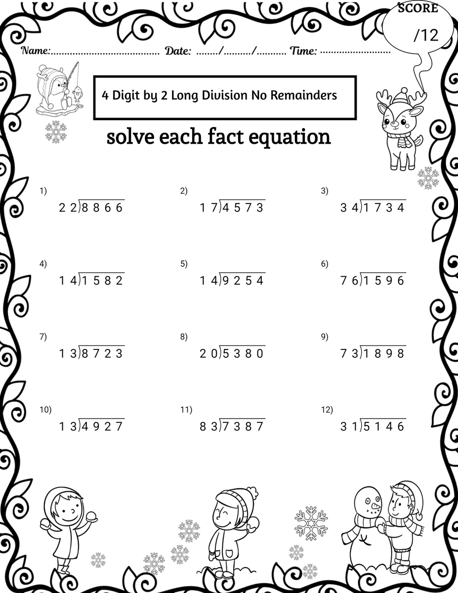 Long Division Worksheets For Grades 4 6