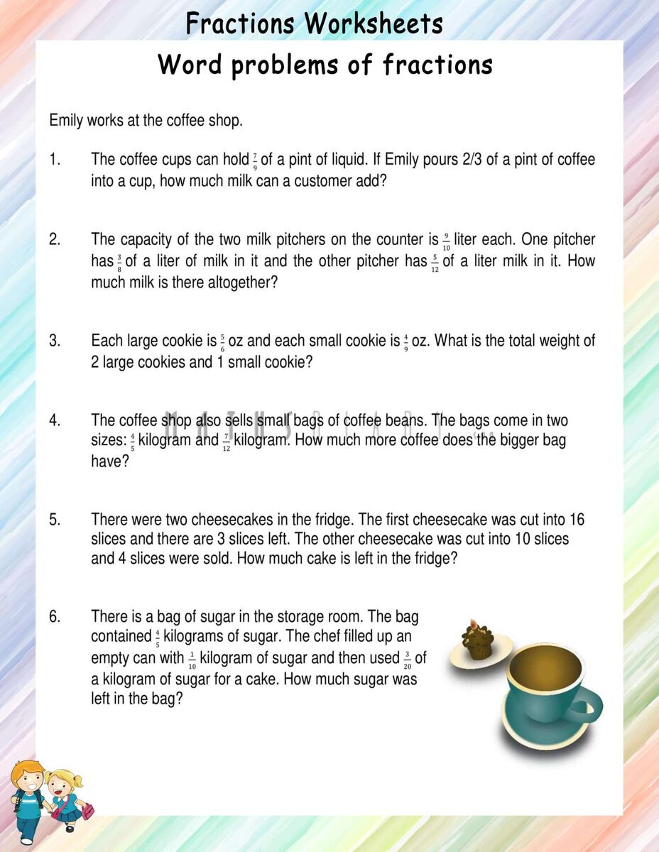 Word Problems Of Fractions Worksheets Math Worksheets Worksheets Library
